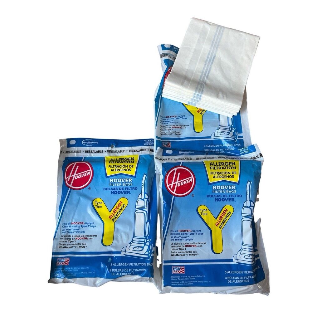 Hoover Type Y Allergen Filtration Vacuum Bags 4010100Y Wind Tunnel 10 Bags